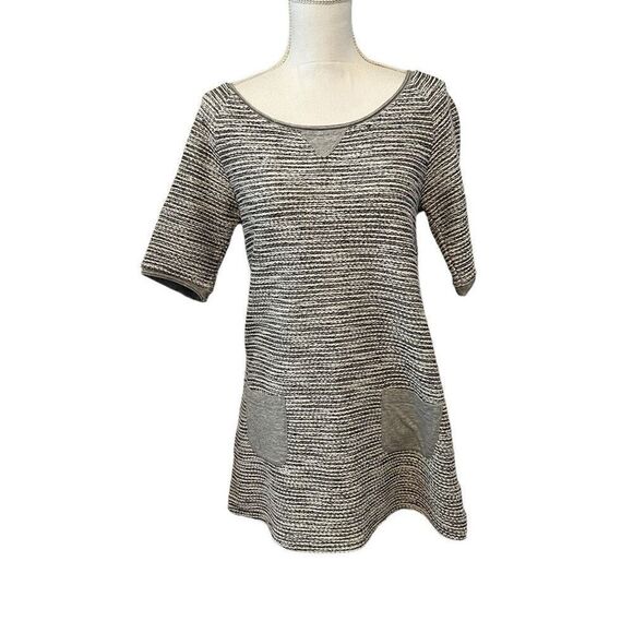 Meadow Rue Anthropologie Gray Striped Mini Dress Size Small - Picture 1 of 7